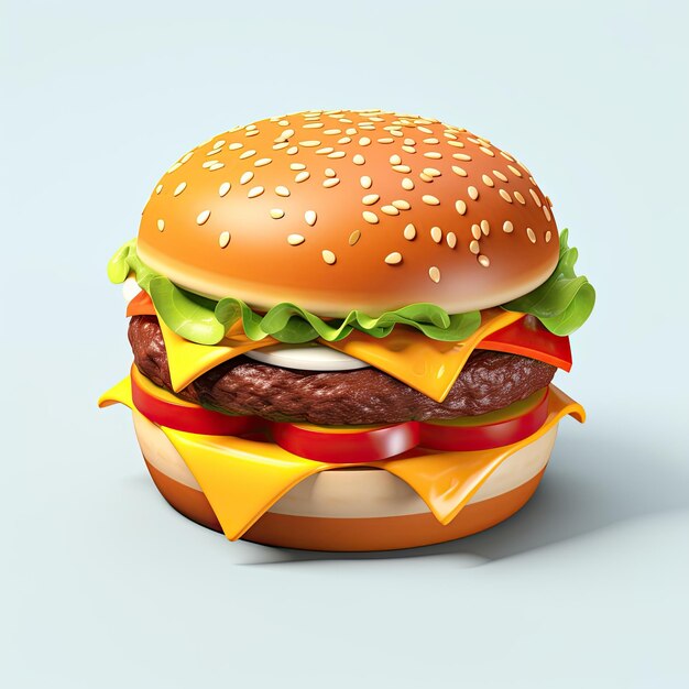 3D-rendering van hamburgerpictogram op witte achtergrond