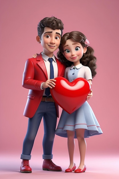 3d rendering van valentijnsdag personage in de liefde