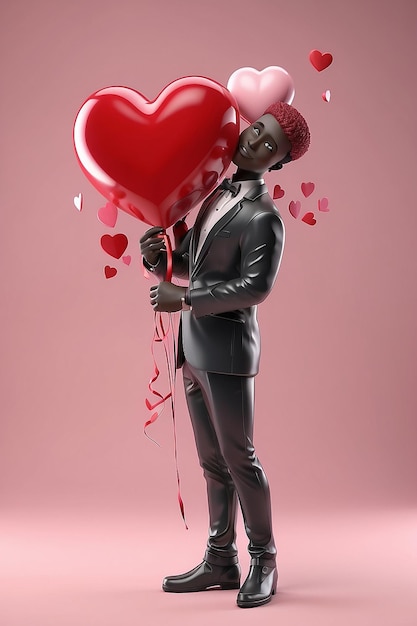 3d rendering van valentijnsdag personage in de liefde