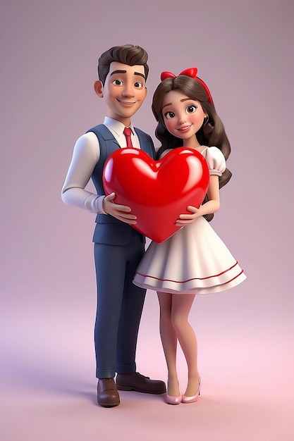 3d rendering van valentijnsdag personage in de liefde