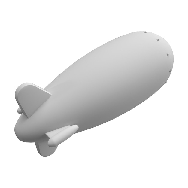 Foto 3d-rendering van zeppelin op witte achtergrond