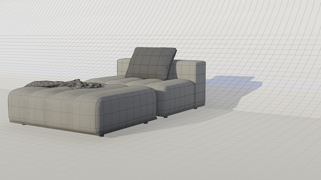 3d rendering velvet sofa beige