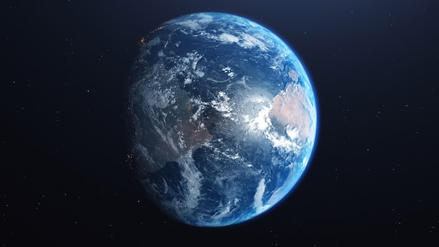 3D rendering of a view of the planet Earth from space