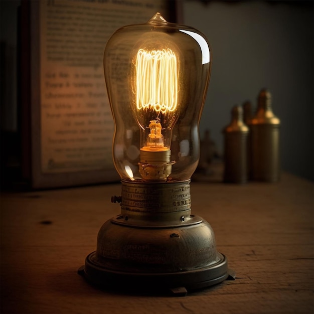 3d rendering vintage bulb lamp intricate glow