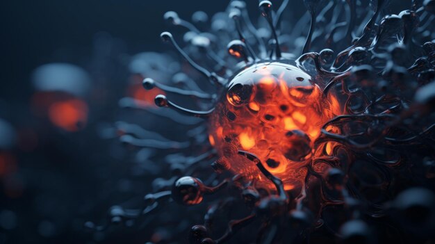 3d rendering of a virus on a dark background