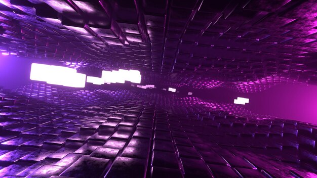 3D Rendering Vlucht in abstracte scifi tunnel Futuristische bewegende beelden high-tech achtergrond