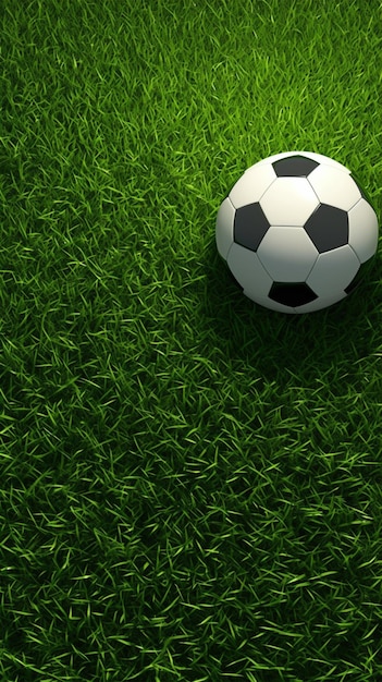 Foto 3d-rendering voetbal basispatroon op levendig groen veld vertical mobile wallpaper