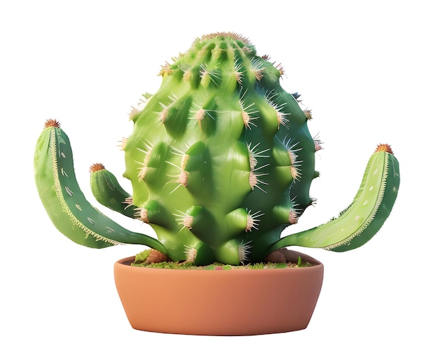 3D-rendering voor cactussen in kleipotten