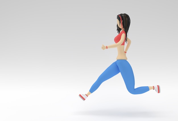 3D-rendering vrouw Runnin op een Fitness-achtergrond.