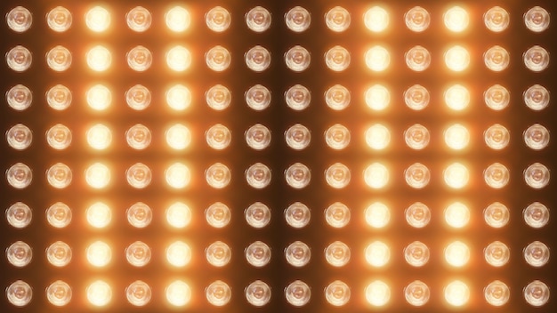 Foto rendering 3d di una parete con luci lampeggianti e faretti luminosi