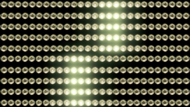 3D rendering of a wall with flashing lights and bright spotlights