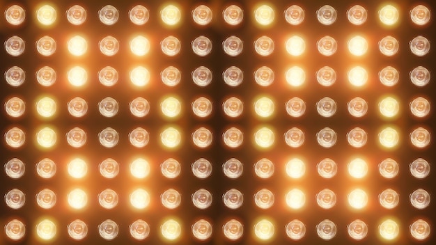 3D rendering of a wall with flashing lights and bright spotlights