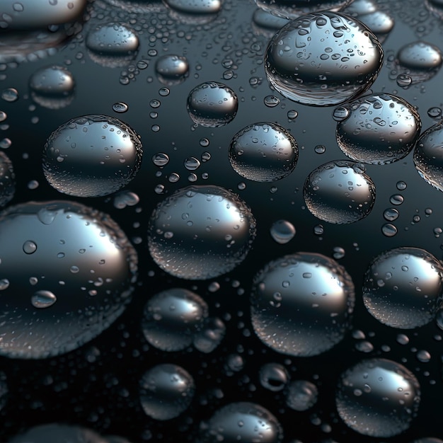 3D rendering water drops on glass surface texture