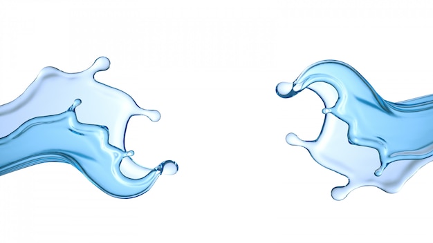 3d rendering of water flowing splash