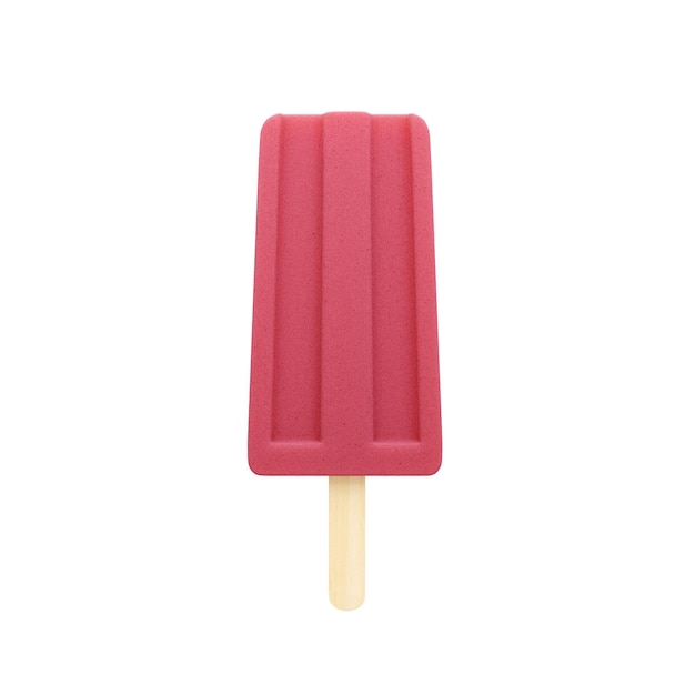 3D-rendering watermeloen popsicle houten stok op witte achtergrond Rode ijs geïsoleerde achtergrond