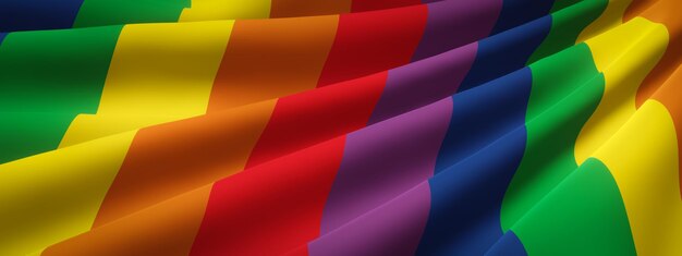 3D rendering Wavy rainbow flag LGBTQ color