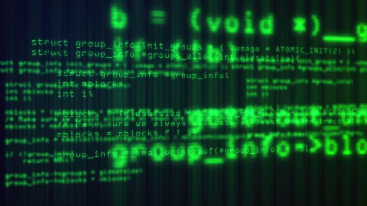 Photo 3d rendering of web background programming code running through the computer screen terminal computer generated