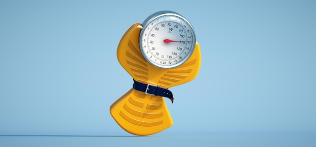 3D rendering of a weight scale with a tight belt