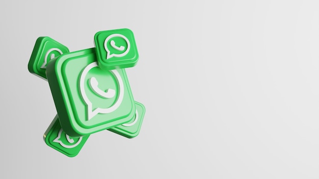 3d rendering whatsapp icon logo with empty space