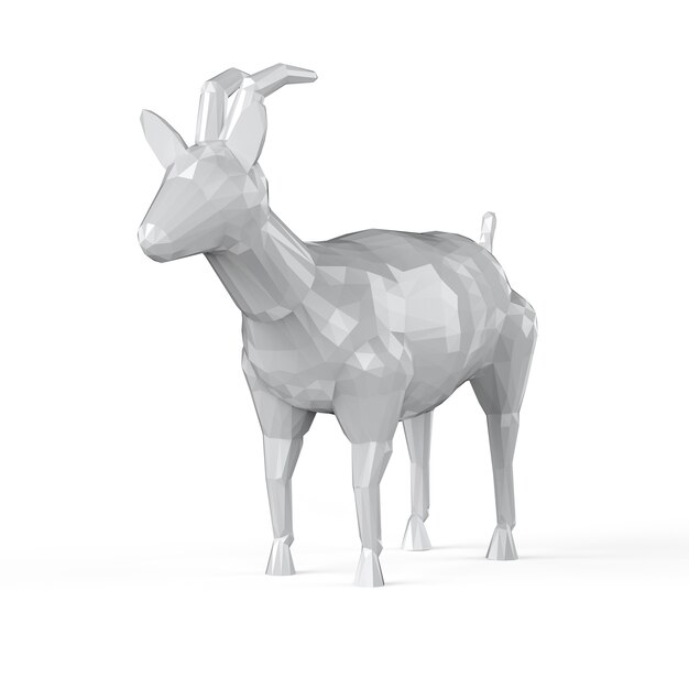 3d rendering whit polygonal goat on white background