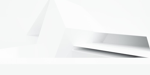 Rendering 3d di sfondo geometrico astratto bianco scena per la tecnologia di progettazione pubblicitaria