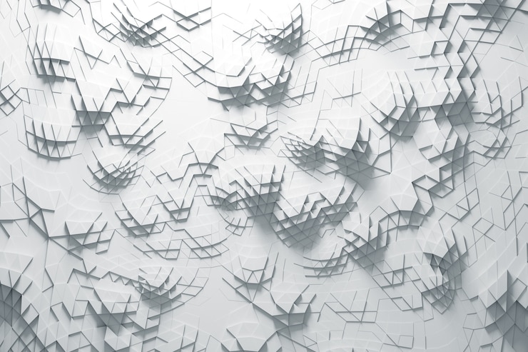 Photo 3d rendering of a white abstract geometric pattern