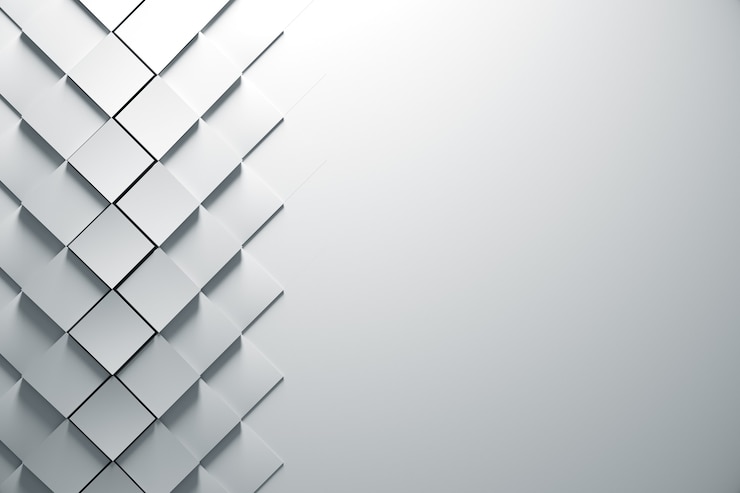 Photo 3d rendering of a white abstract geometric pattern