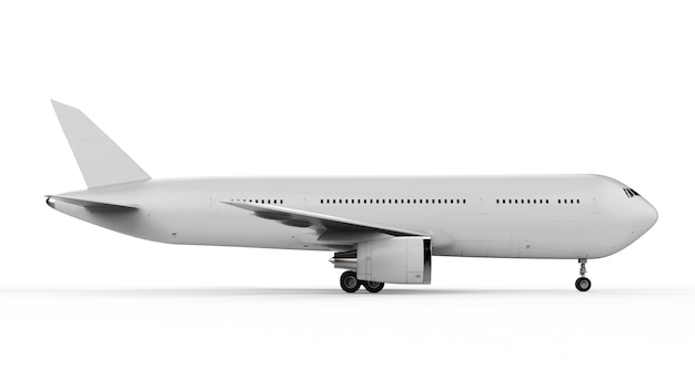 3d rendering white airplane on white background