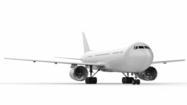 3d rendering white airplane on white background