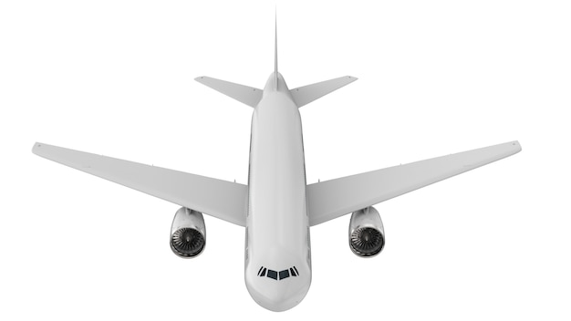 흰색 배경에 3d 렌더링 흰색 비행기