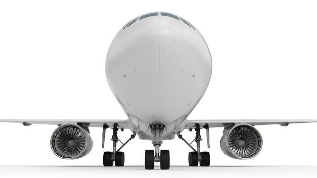 3d rendering white airplane on white background