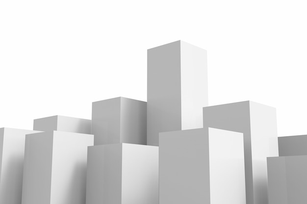 3d rendering white buildings on white background