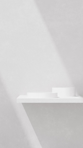 3D rendering of a white empty podium display space for product mockup set against a minimal