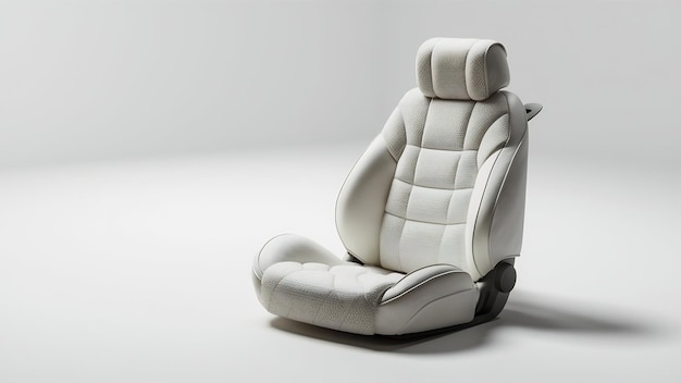 3d rendering white fabric car seat isolated on white