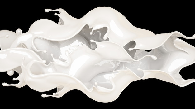 Photo 3d rendering of a white flowing splash