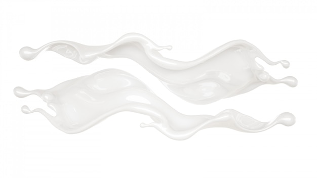 3d rendering of white flowing splashes