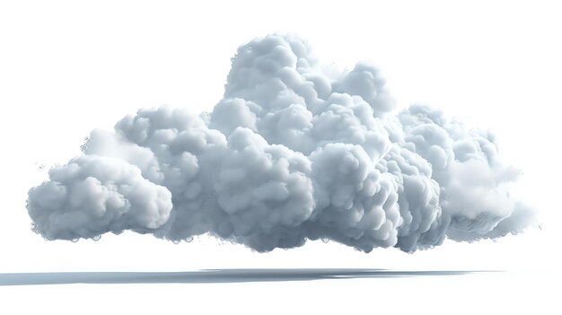 Photo 3d rendering of a white fluffy cloud isolated on white background the cloud is soft and has a cottonlike texture