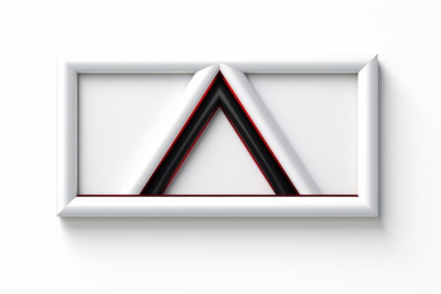 3d rendering of a white frame with a black and red triangle inside