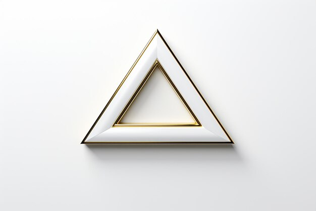 Photo 3d rendering of a white and gold triangle on a white background