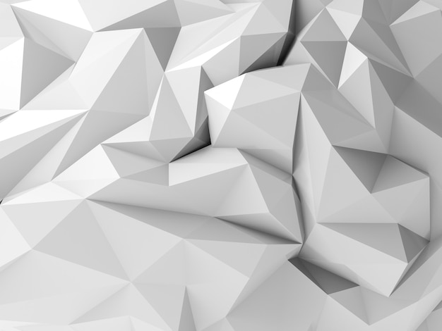 3d rendering white and grey low polygon abstract background