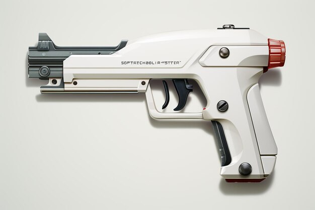 3d rendering of a white gun on a white background with shadow