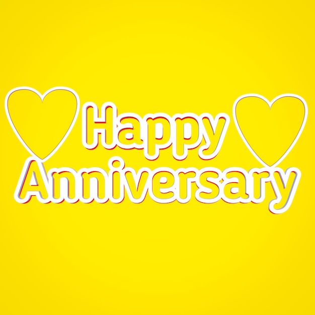 3d rendering white happy anniversary text