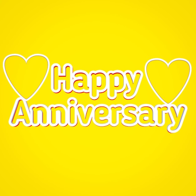 3d rendering white Happy Anniversary text