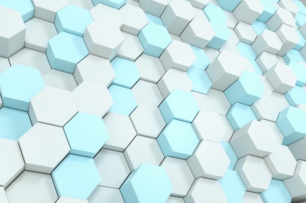 3d rendering white hexagon cubes