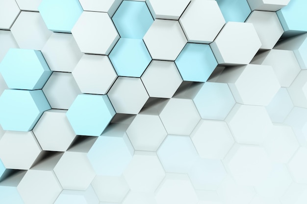 3d rendering white hexagon cubes