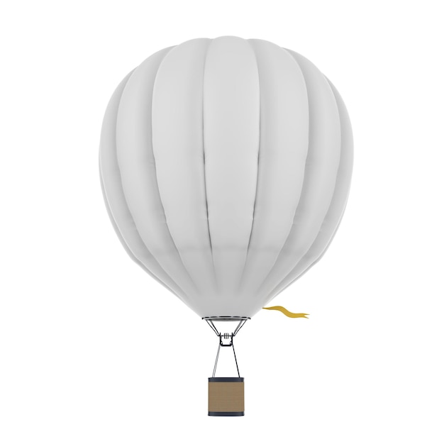 3d rendering white hot air balloon isolated on white