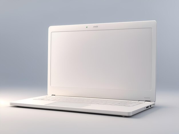 Photo 3d rendering of a white laptop