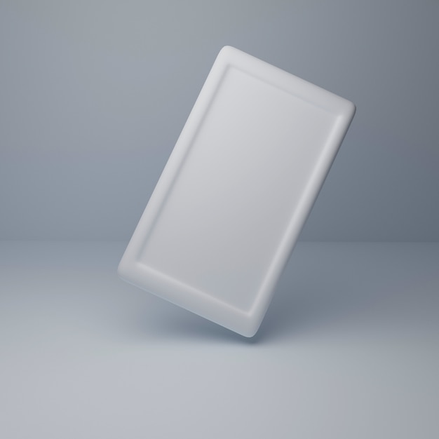 Foto 3d che rende il telefono cellulare bianco deride su con lo schermo in bianco