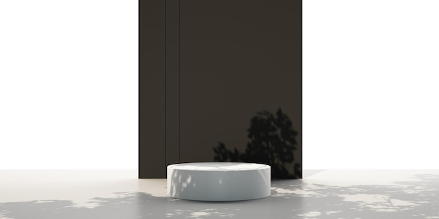 3d rendering white podium on dark background for product