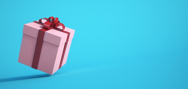 3D rendering of a white and red gift box against a blue surface